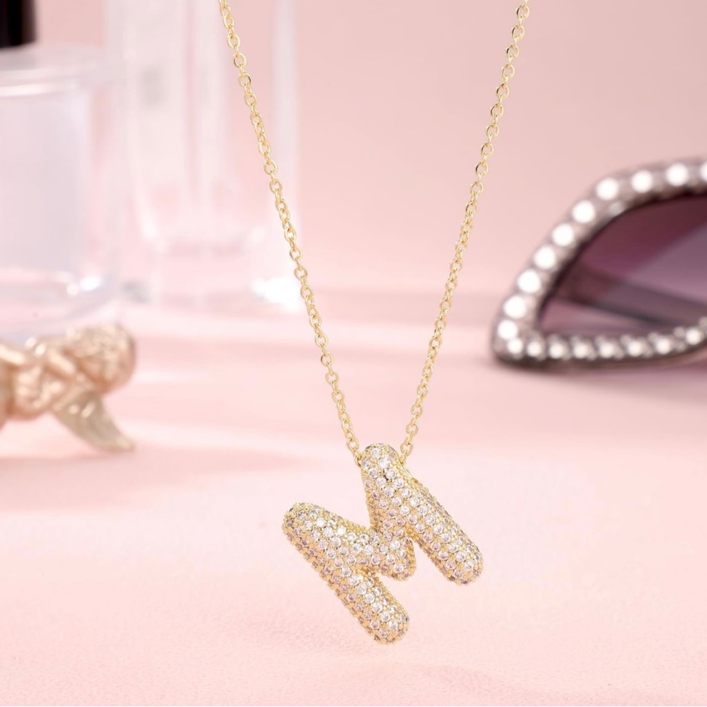 NEW BUBBLE LETTER “M” NECKLACE